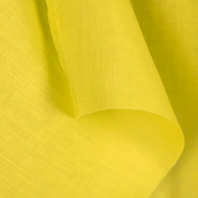 Linen fabric in sulphur spring colour edge