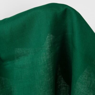 Linen fabric vibrant dark green colour product photo