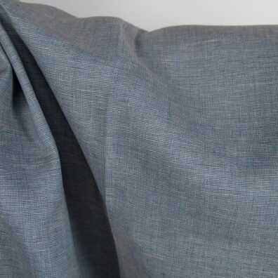 Linen fabric dusty blue and light brown melange texture