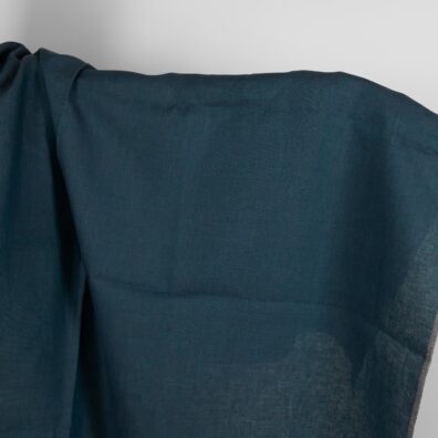 Heavy linen fabric deep blue turquoise colour
