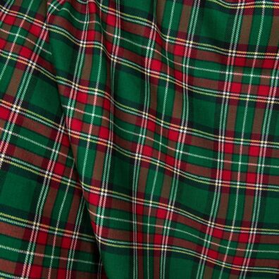 Linen cotton fabric green red checks product photo