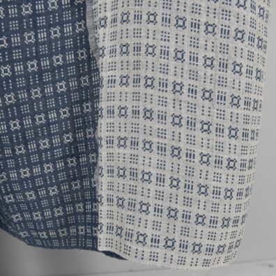 Washed linen cotton fabric off-white and blue pattern product photo