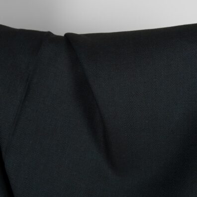 Linen wool fabric blueish-black herringbone texture