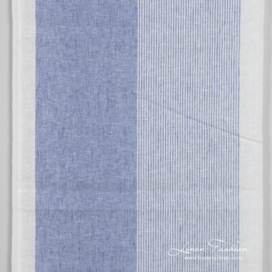 Narrow linen fabric white with blue stripes