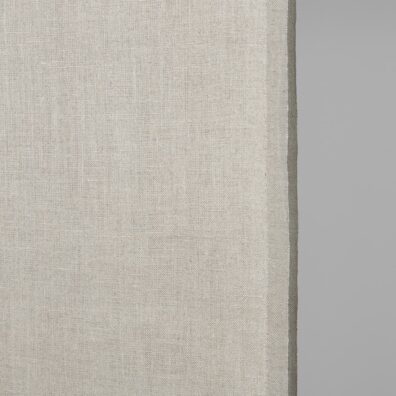 Narrow linen fabric natural beige colour close up detail