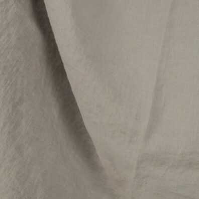 Washed linen fabric cool grey beige colour close up detail