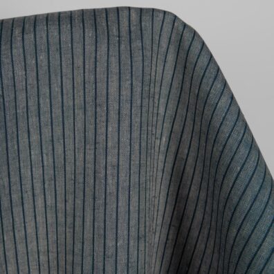 Linen fabric grey and blue-black stripes product photo