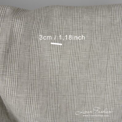 Linen fabric light beige with green checks measurements