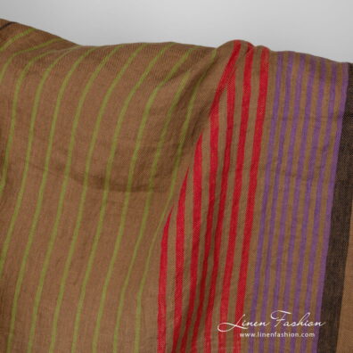 Washed linen fabric striped brown multicolour product photo