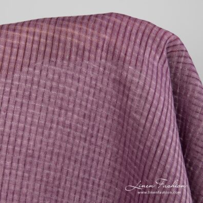 Linen fabric with violet transparent checks product photo