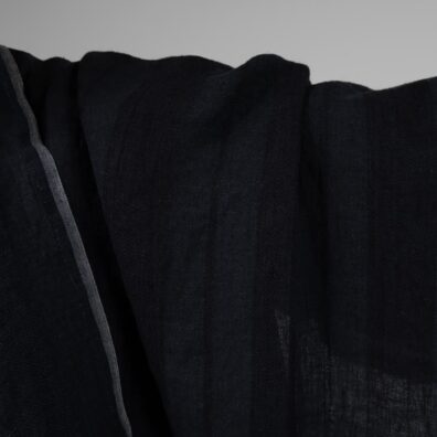 Washed linen fabric black and dark blue stripes product photo