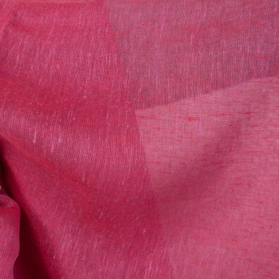 Lightweight linen fabric fuchsia colour transparent close up detail