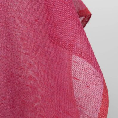 Lightweight linen fabric fuchsia colour transparent edge