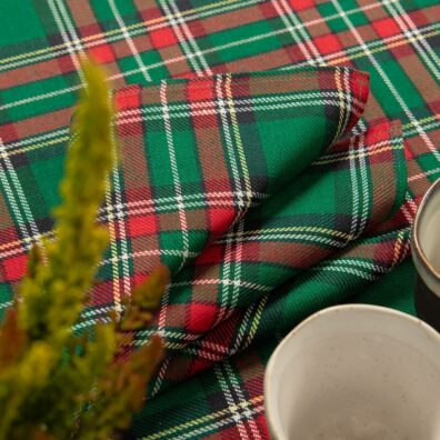 Linen cotton checked green napkin product photo