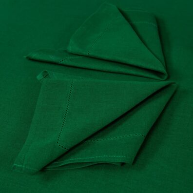 Linen cotton emerald green napkin folded