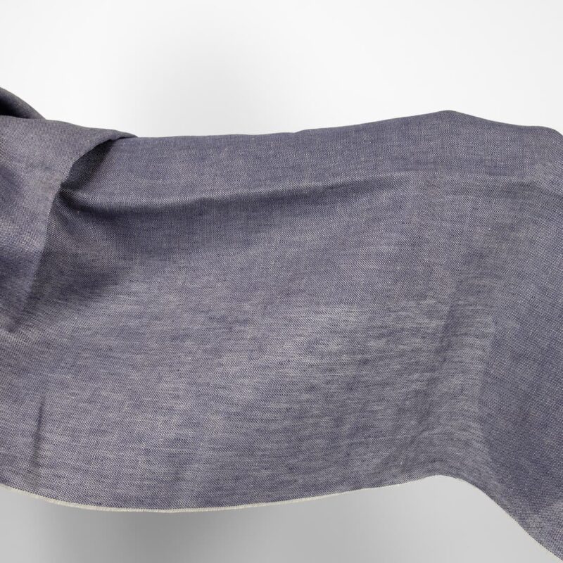 Linen fabric panama grey-blue melange