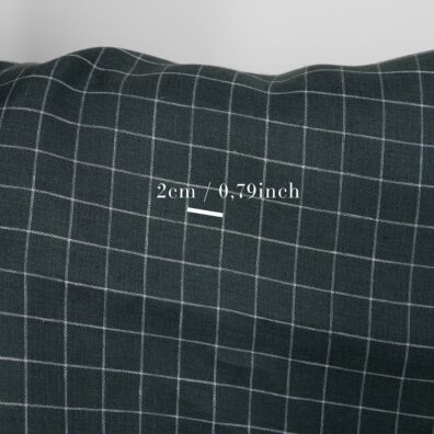 Linen fabric double-sided dark blue with grey checks with measurements