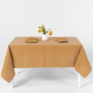 Yellow tablecloth linen cotton