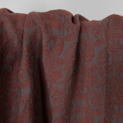 Washed linen cotton fabric grey brown jacquard, specially washed