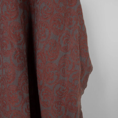 Washed linen cotton fabric grey brown jacquard,