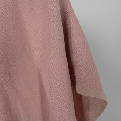 Washed linen cotton fabric in lilac diamond pattern, dobby