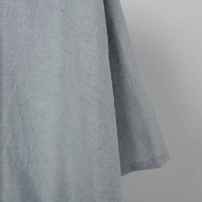 Washed linen cotton fabric grey blue, plain weave