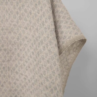 Washed linen cotton fabric in grey-beige diamonds, double-sided