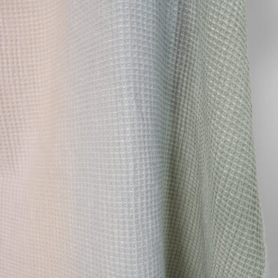 Washed cotton-hemp waffle fabric pink grey green gradient