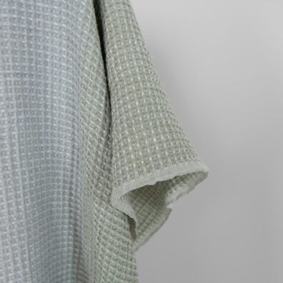 Washed cotton-hemp waffle fabric pink green gradient, edge