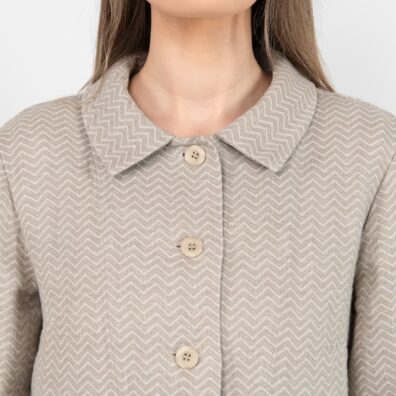 Beige linen jacket, classic collar, button down