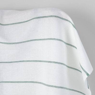 White linen cotton fabric horizontal dots