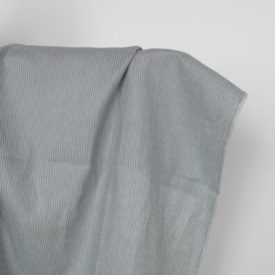 Linen fabric grey white stripes