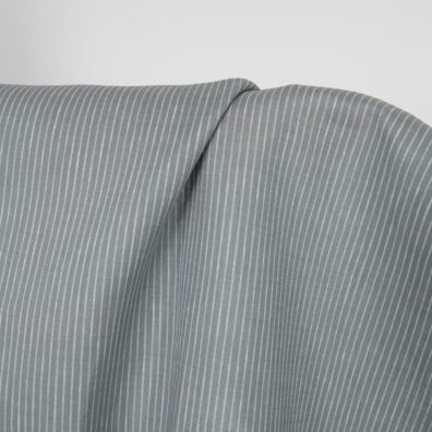 Linen fabric grey white stripes, medium weight