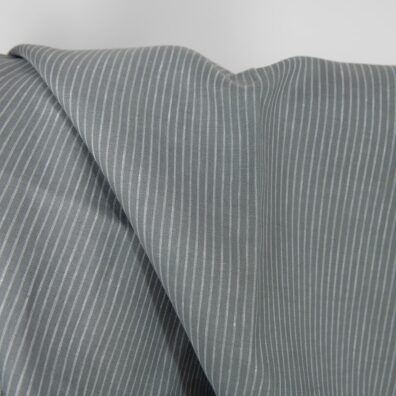 Linen fabric grey white stripes, 100% linen