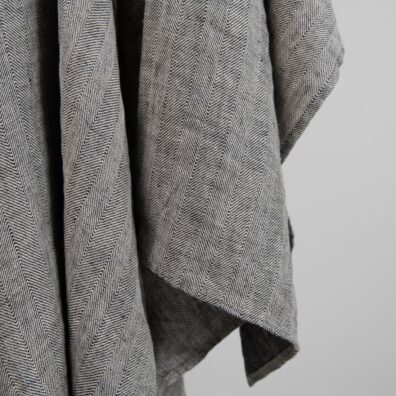Grey linen herringbone bath towel, washed