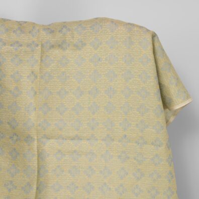 Linen fabric in light blue and yellow floral jacquard