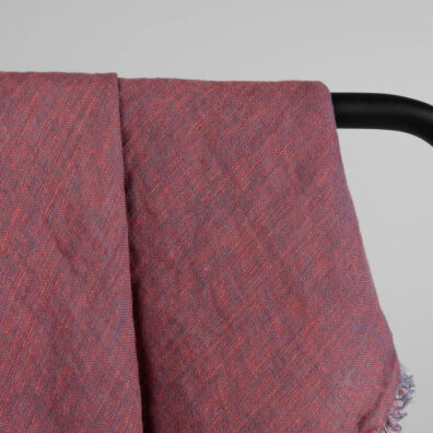 Violet red linen scarf, plain weave