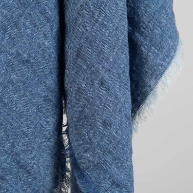 Light blue linen scarf, geometric pattern