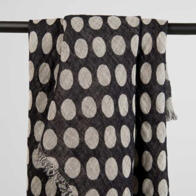 Natural and black linen scarf, jacquard
