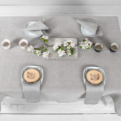 Light grey patterned linen tablecloth | Linen Fashion