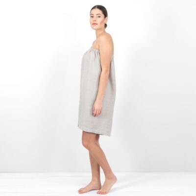 Grey towel with a button waffle