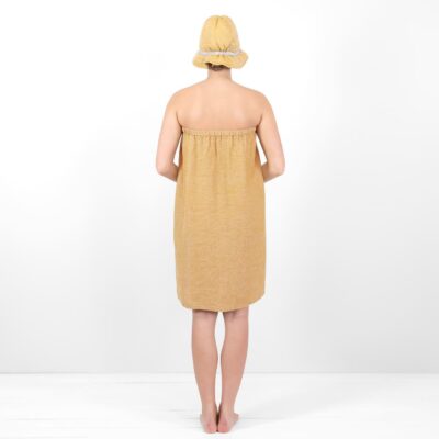 PURO Wrap towel yellow 11 linen yellow wrap towel, from backside