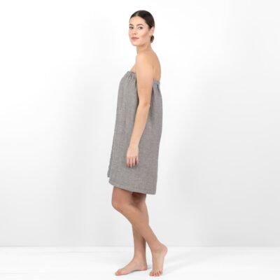 PURO Wrap towel grey brown 8 linen grey brown wrap towel from side