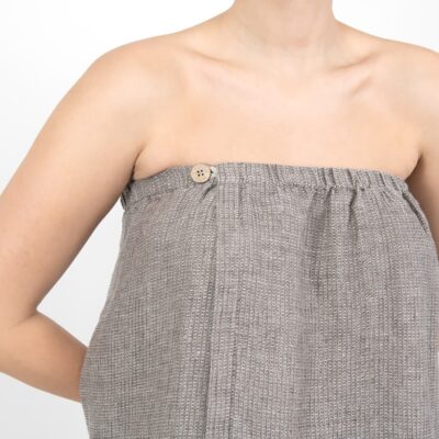 PURO Wrap towel grey brown 10 linen grey brown wrap towel with button