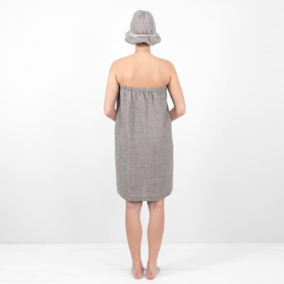 PURO Wrap towel grey brown 11 linen grey brown wrap towel with sauna hat