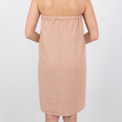 linen powder brown wrap towel from backside