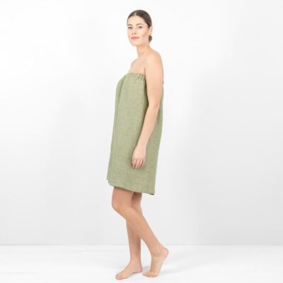 PURO Wrap towel green 8 linen green wrap towel from side