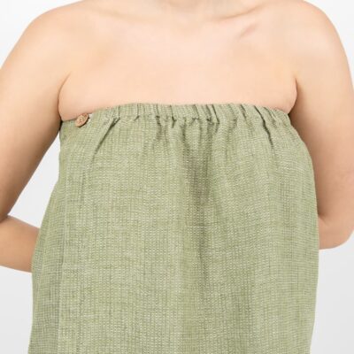 PURO Wrap towel green 10 linen green wrap towel with button