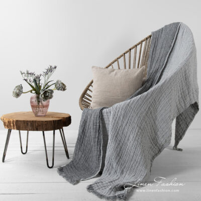 FOCUS Blanket light grey 7 Linen grey doublesided blanket.