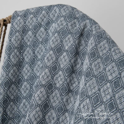 ALABAMA Blanket grey 8 linen blanket with rhombus, Jacquard.